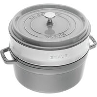 La Cocotte støpejernsgryte 26 cm med dampinnsats, grafittgrå
