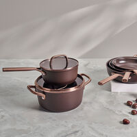 Milano gryte med glasslokk 18 cm, brun