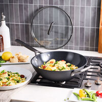 Milano wok 30 cm med glaslock, svart