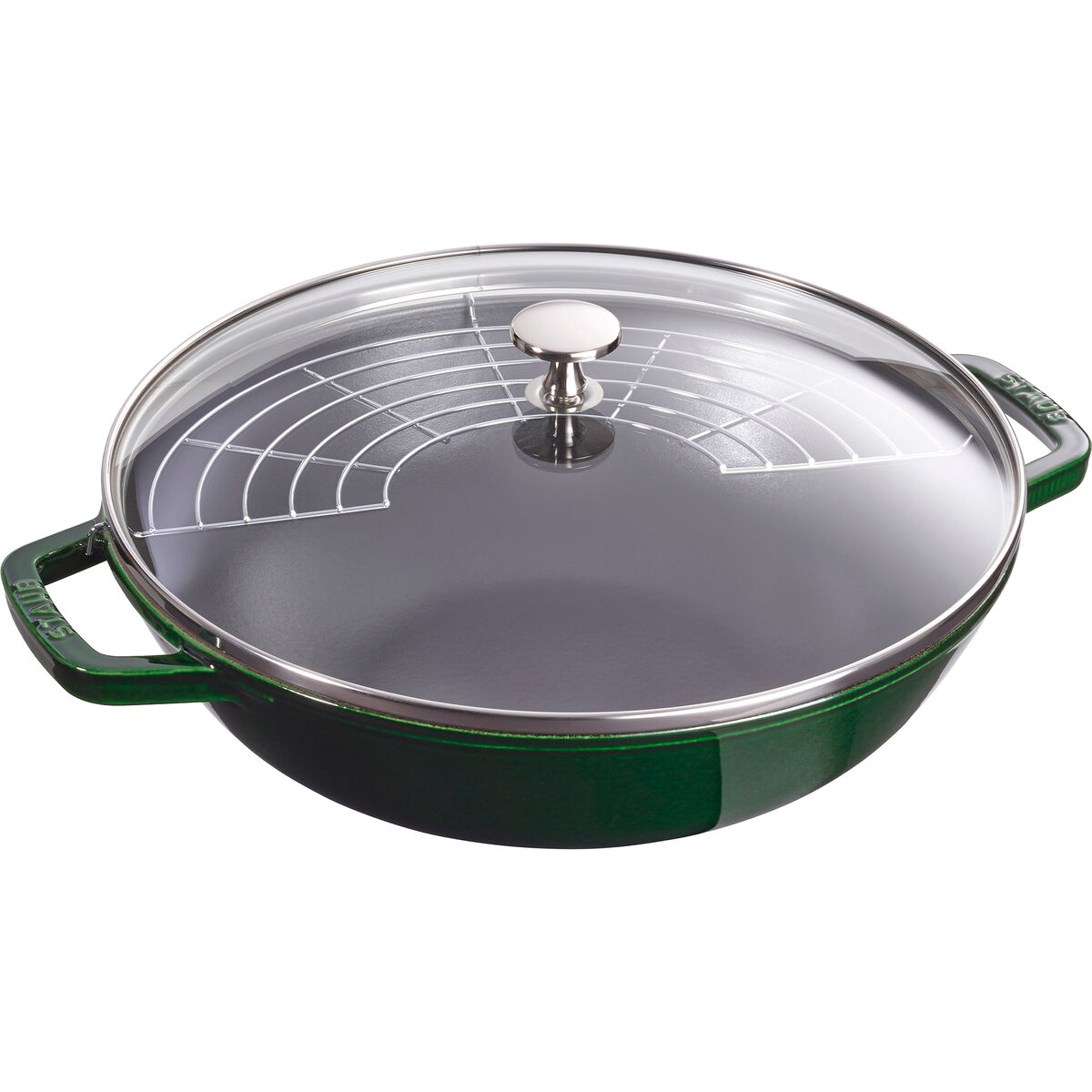 Wok med glaslock 30 cm, grön