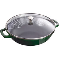 Wok med glaslock 30 cm, grön