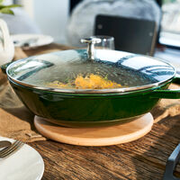 Wok med glaslock 30 cm, grön