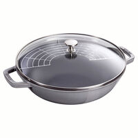 Wok med glaslock 30 cm, grå