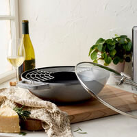 Wok med glaslock 30 cm, grå