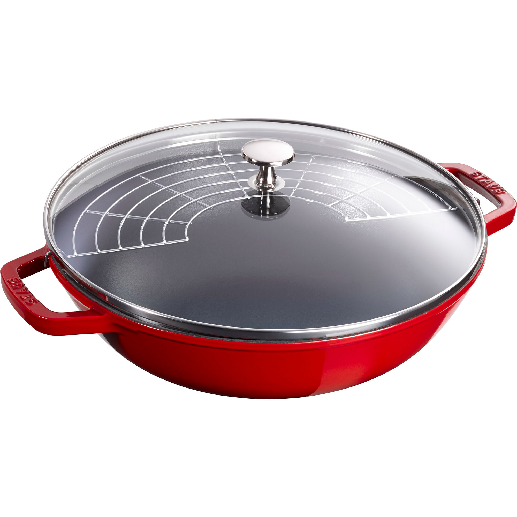 Staub Wok med glaslåg 30 cm, kirsebærrød