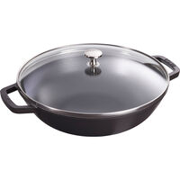 Wok med glaslock 30 cm, svart