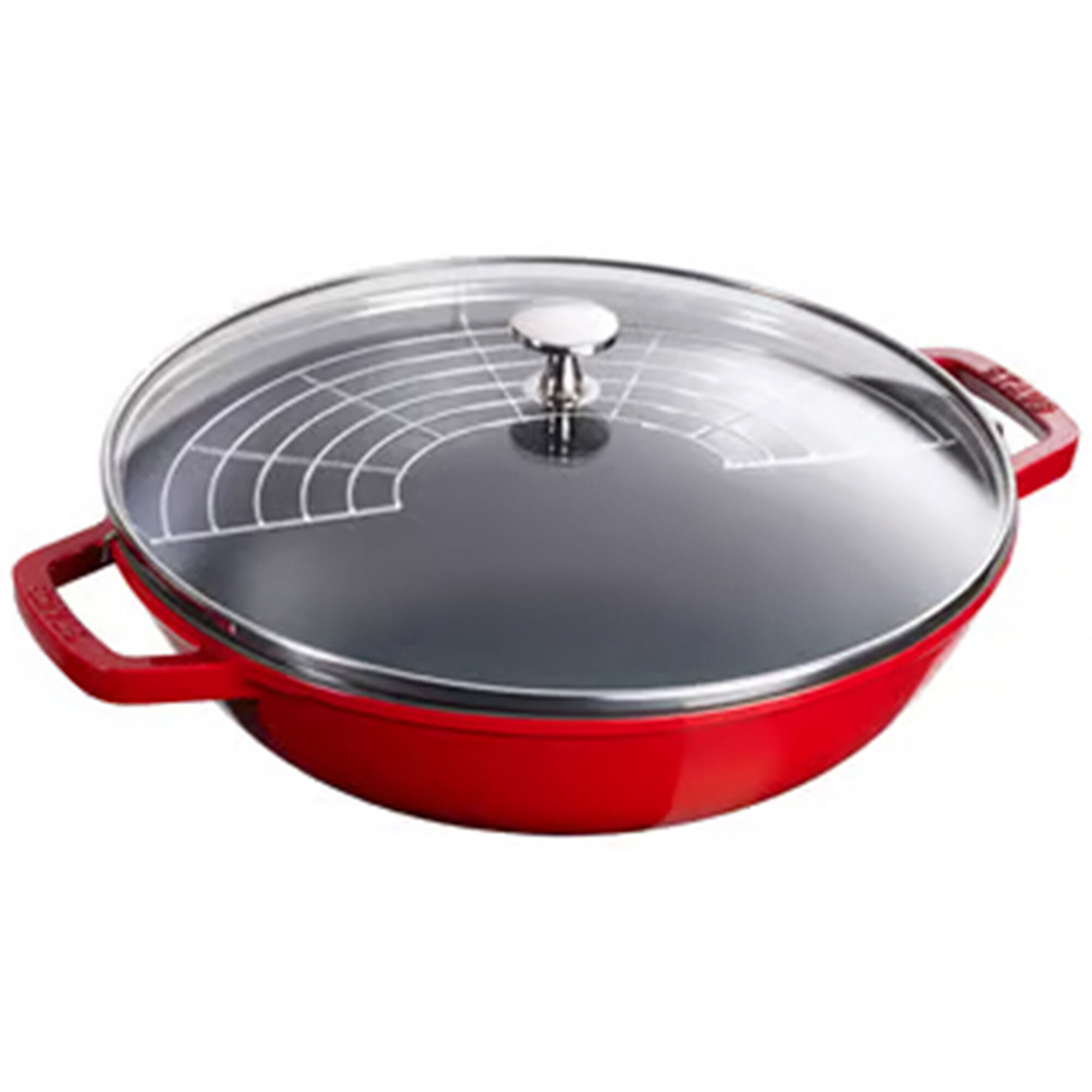 Staub Wok med glaslåg 37 cm, kirsebærrød