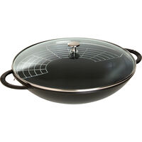 Wok med glaslock 37 cm, svart