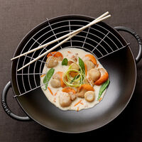 Wok med glaslock 37 cm, svart