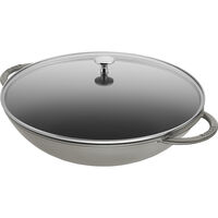Wok med glaslock 37 cm, grå