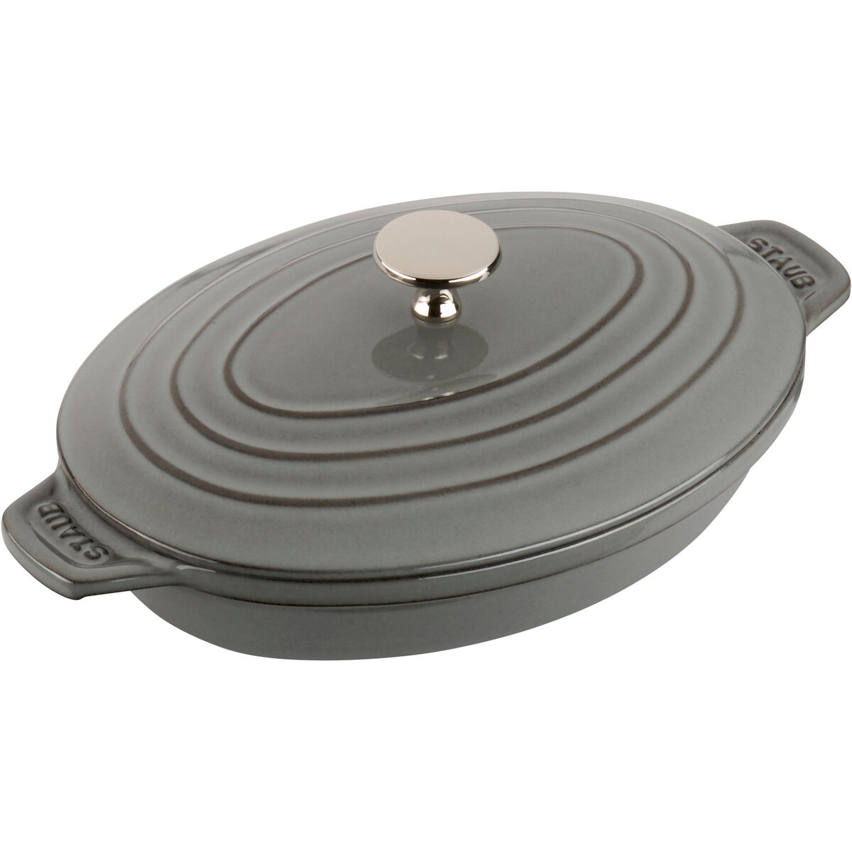 Ugnsform 23 cm med lock, grå