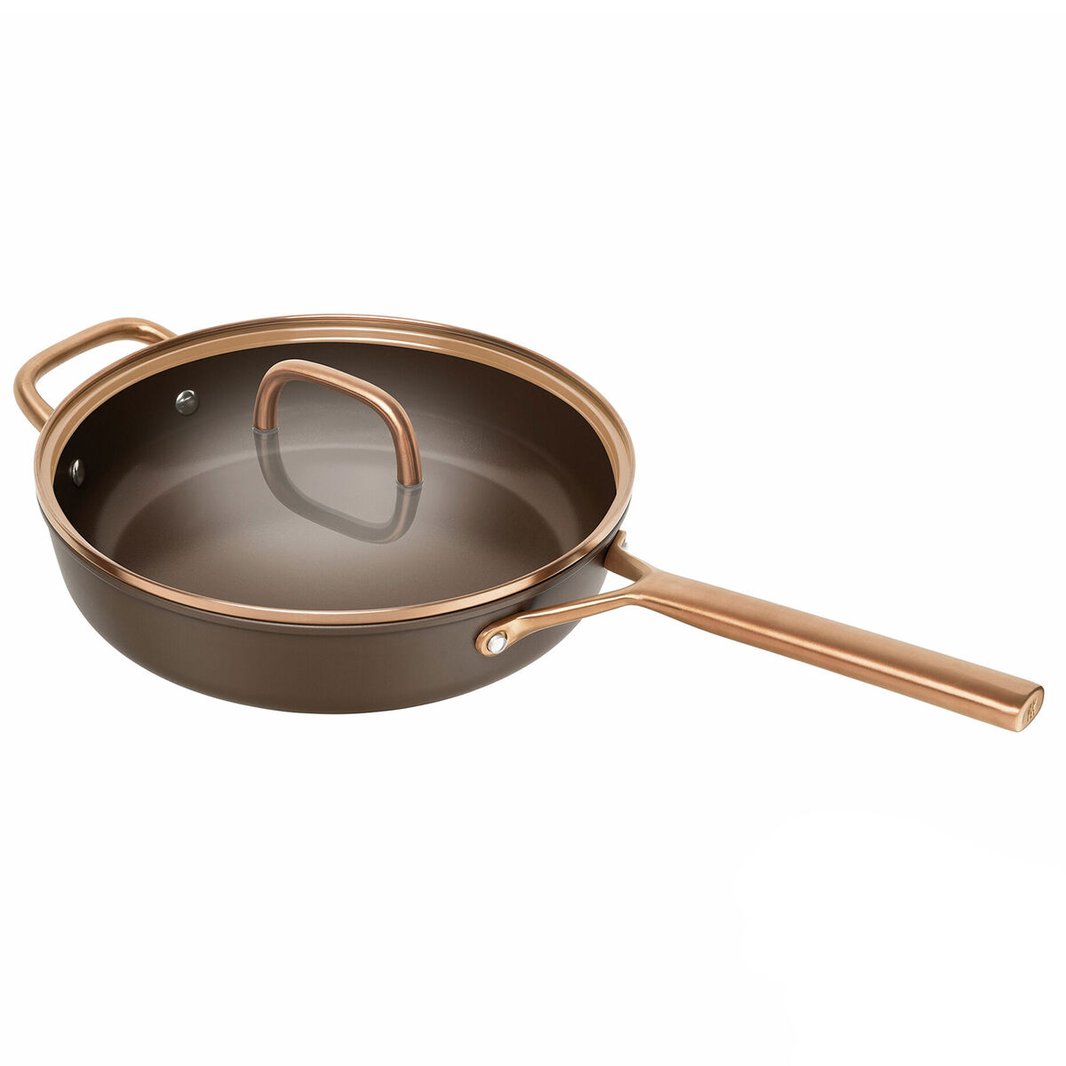 Milano traktørpande med glaslåg 28 cm, brun