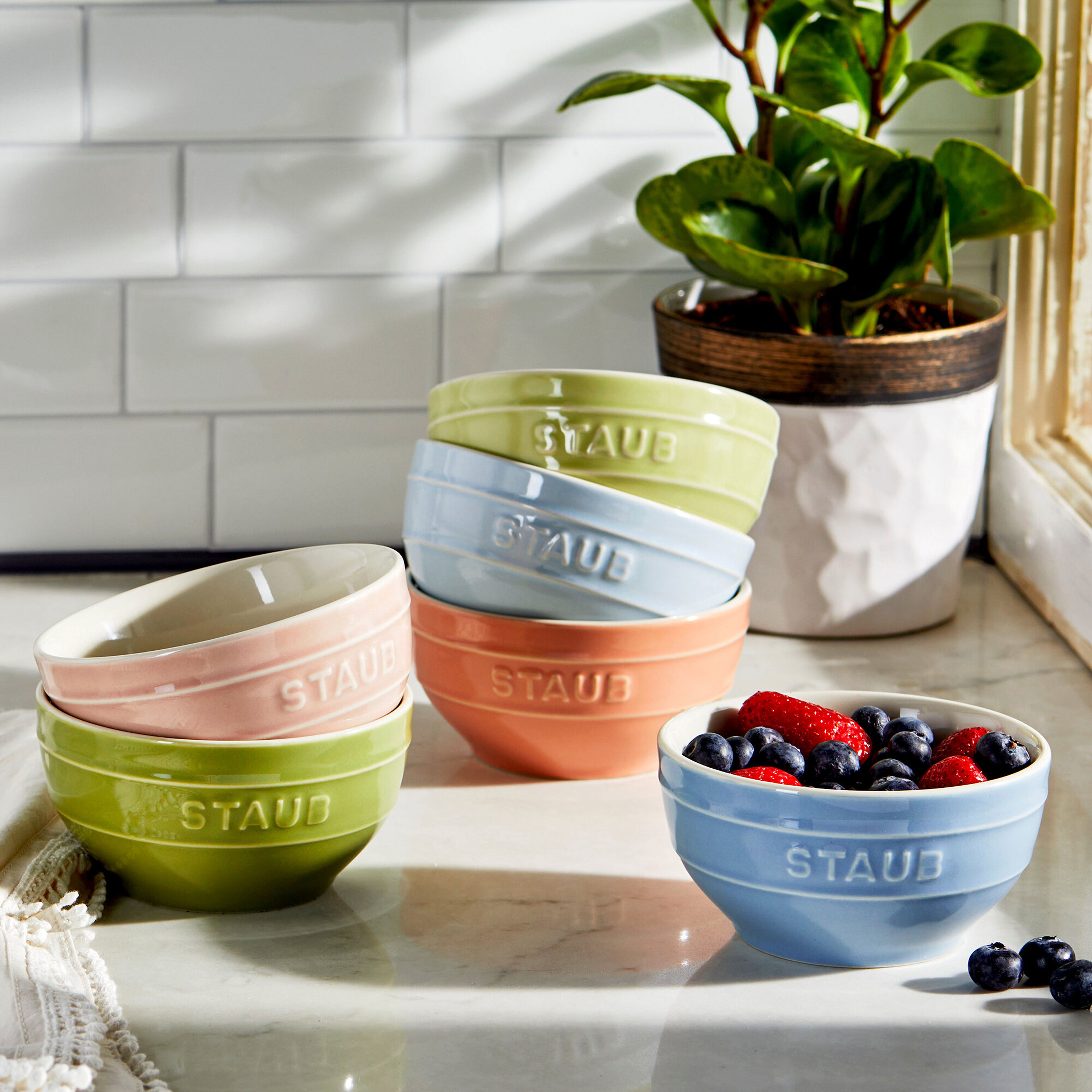 Macaron skålset i keramik 12 cm, 6 delar