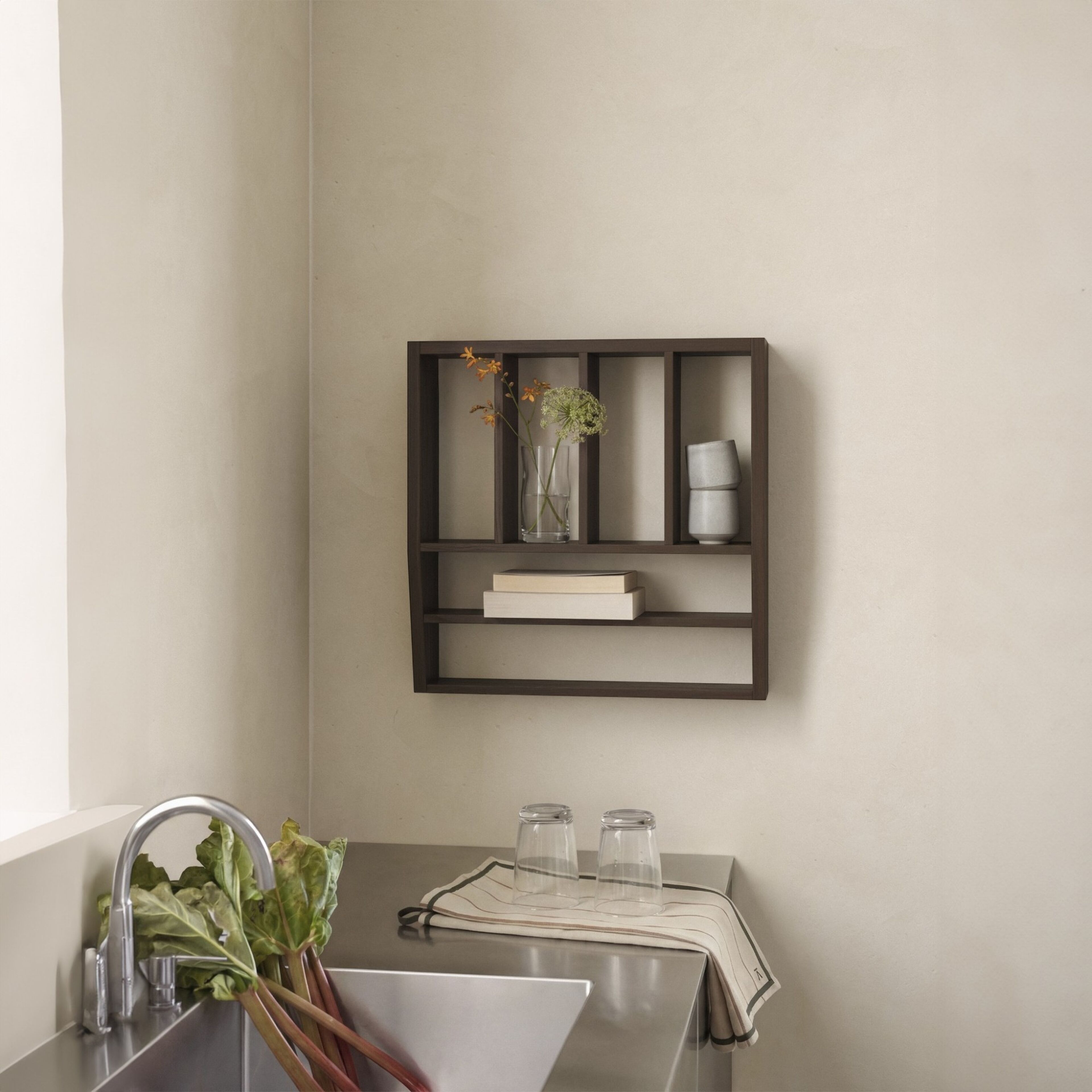 Reed hylla 50 × 50 cm, rökt ek