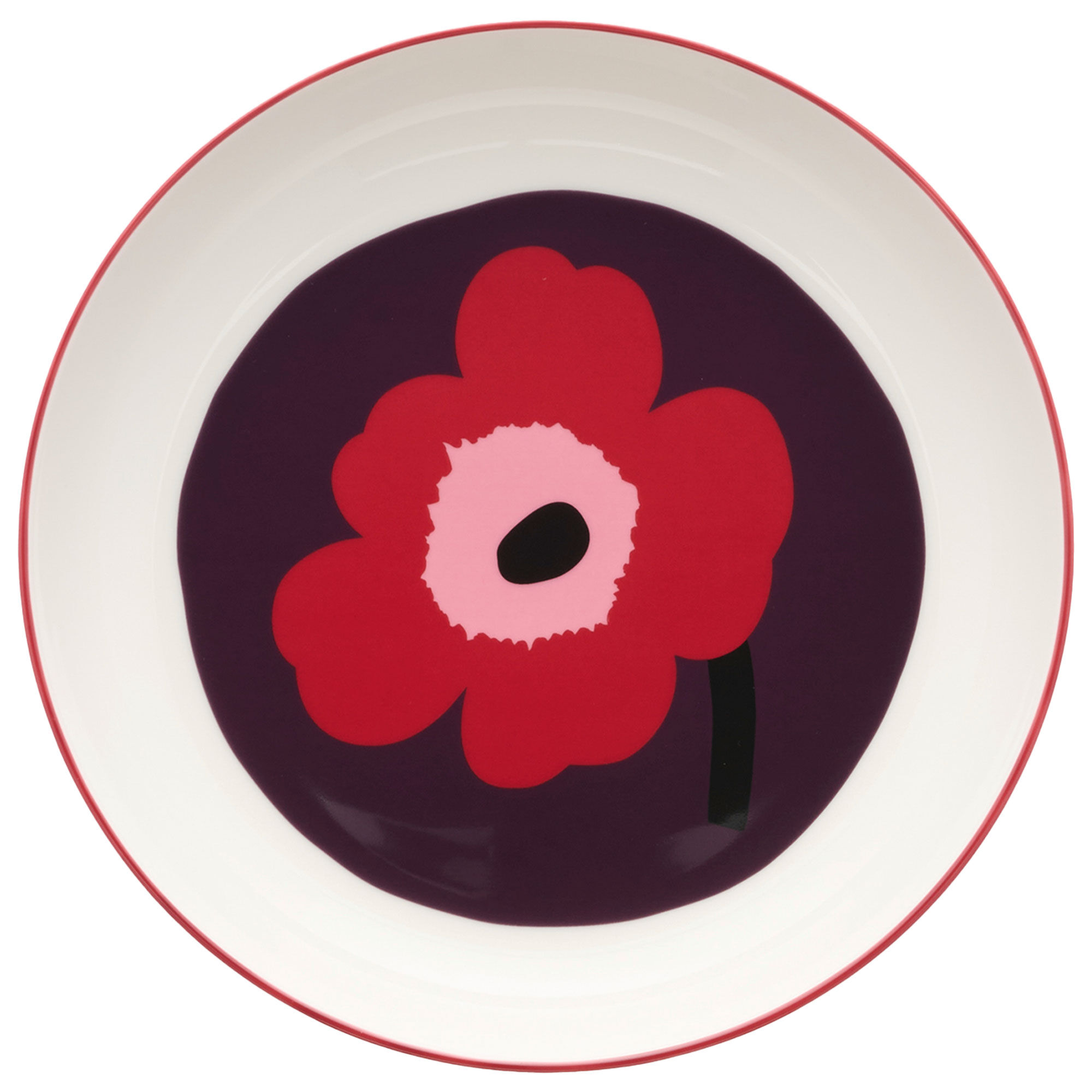 Marimekko Oiva Unikko dyb tallerken 20,5 cm, cranberry/pink