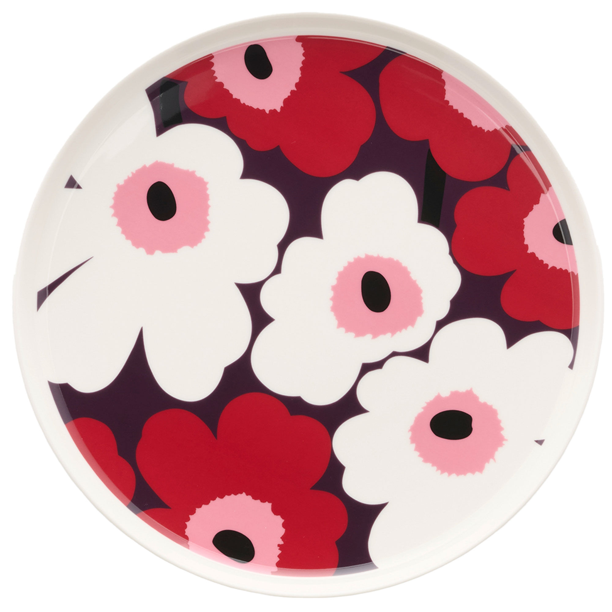 Marimekko Oiva Unikko middagstallerken 25 cm, cranberry/pink