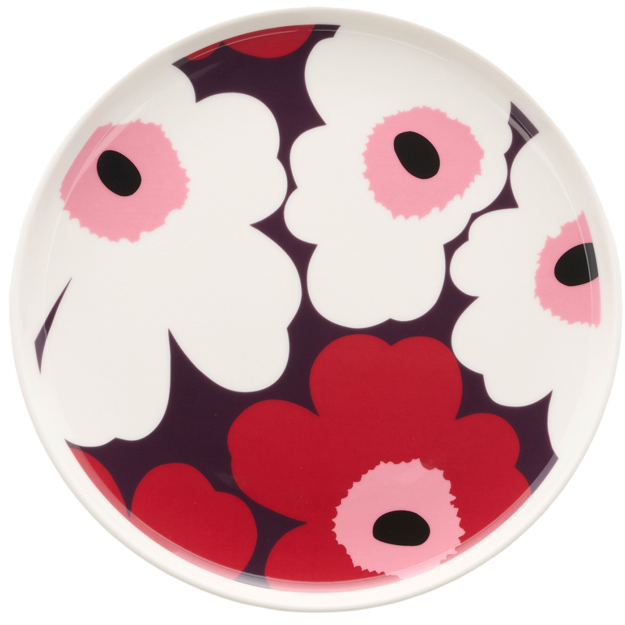 Marimekko Oiva Unikko tallerken 20 cm, cranberry/pink
