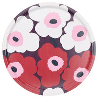 Unikko bricka 46 cm, röd/vit/lila