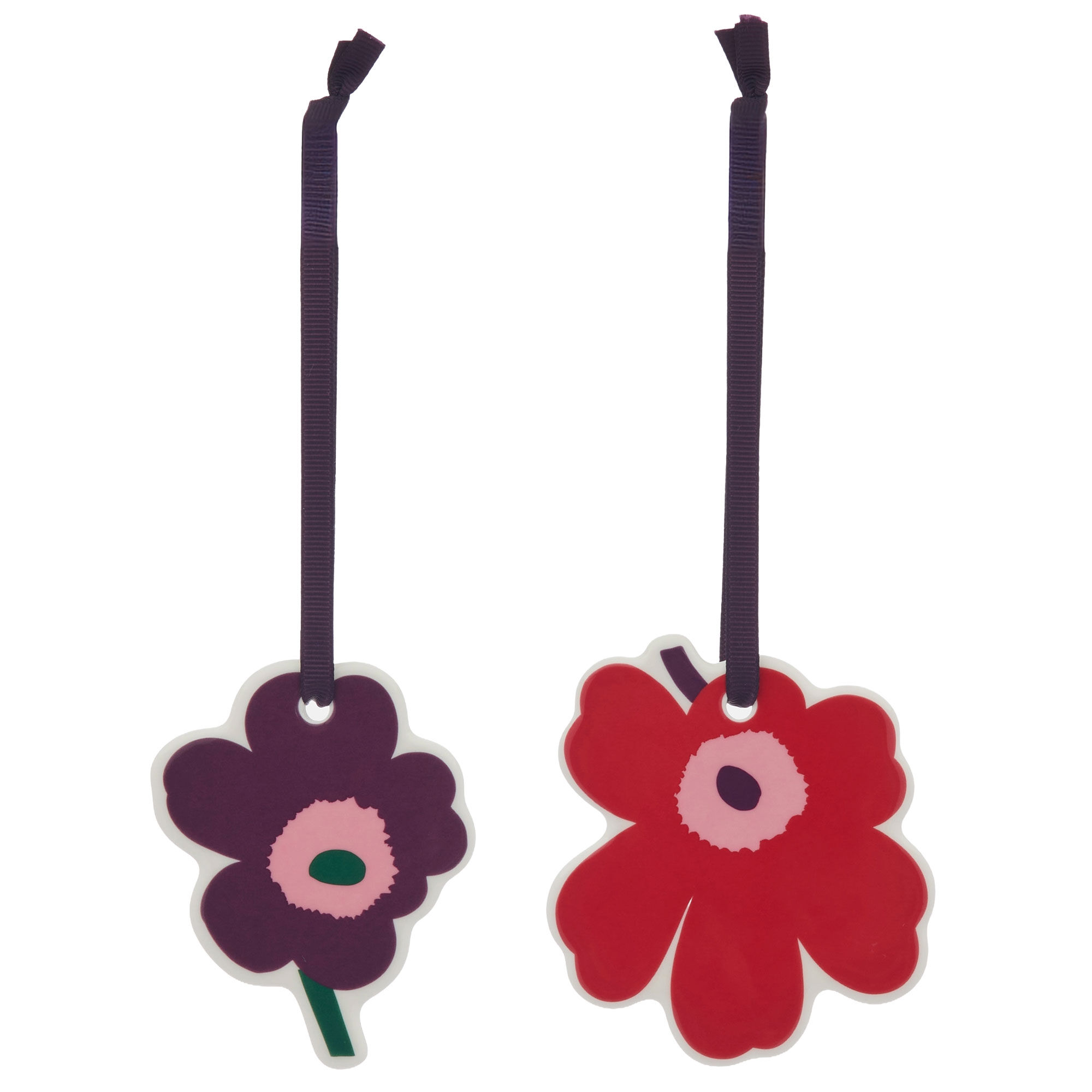 Unikko platt ornament 2-pack, cranberry