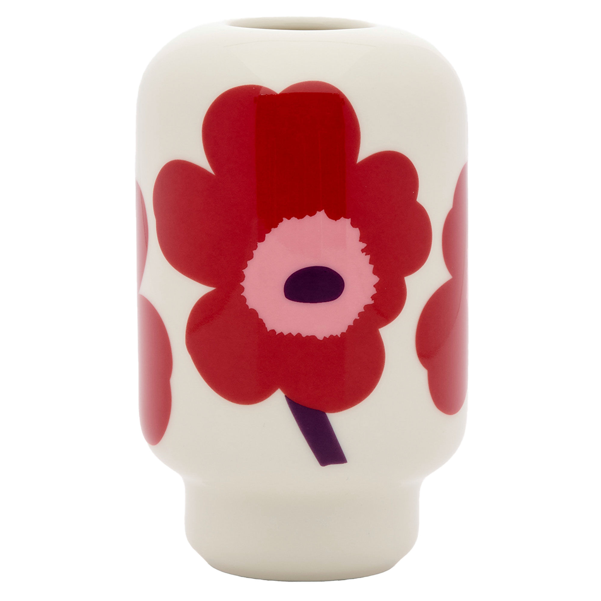 Marimekko Unikko keramikvase 14 cm, cranberry/pink