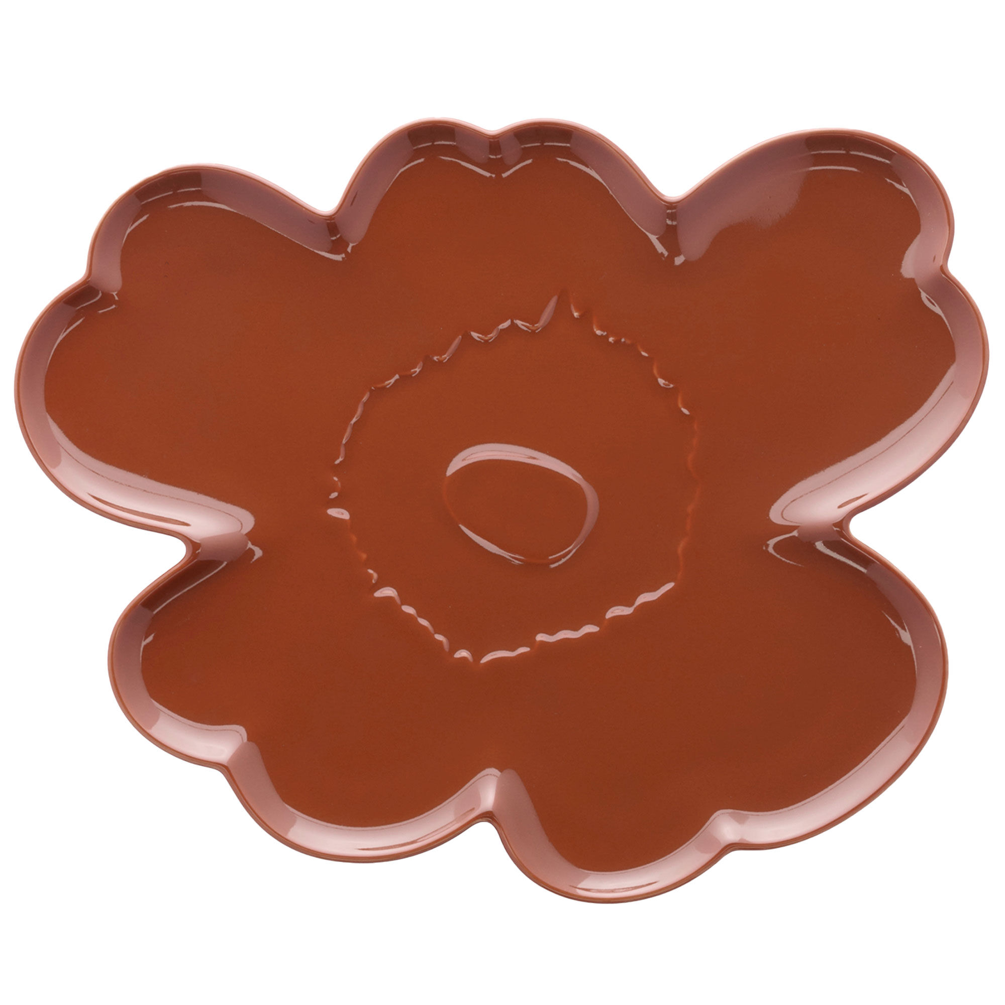 Marimekko Unikko-formet serveringstallerken 32 cm, kastanjebrun
