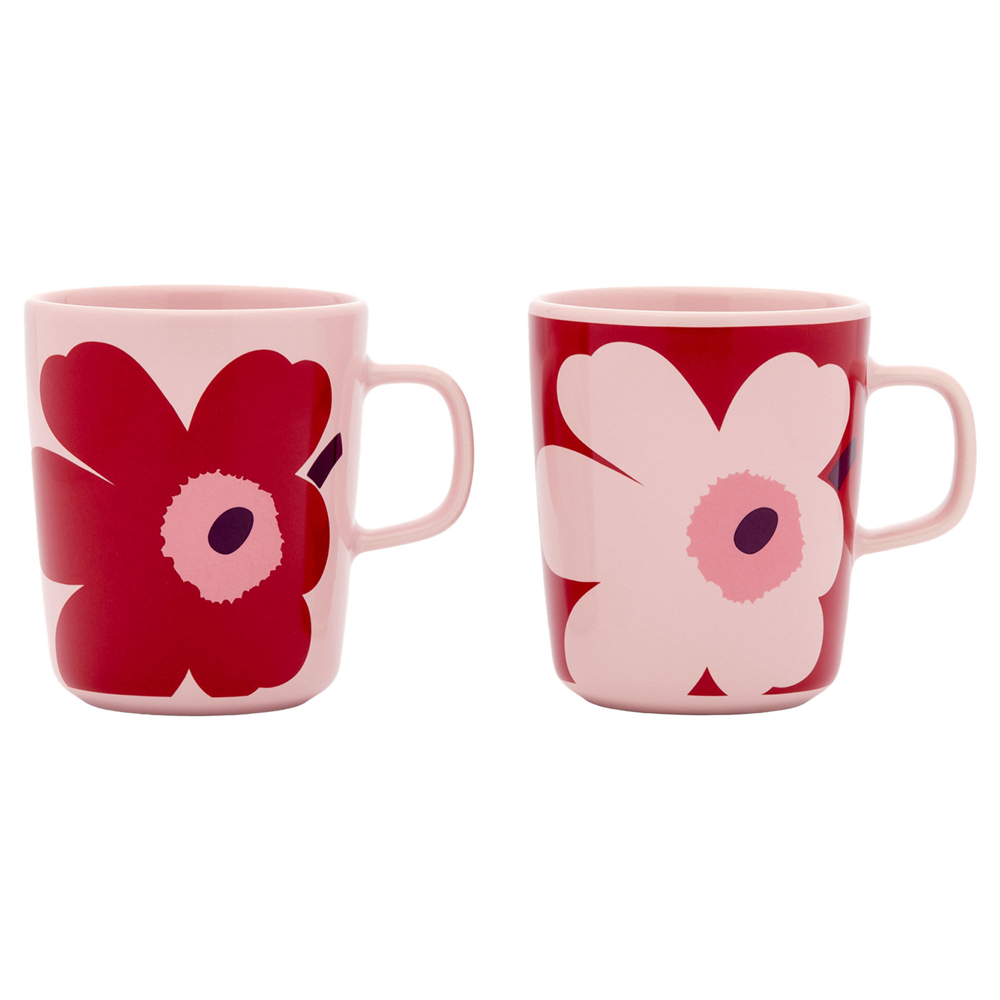 Marimekko Oiva Juhla Unikko krus 2,5 dl, 2 stk., pink/cranberry