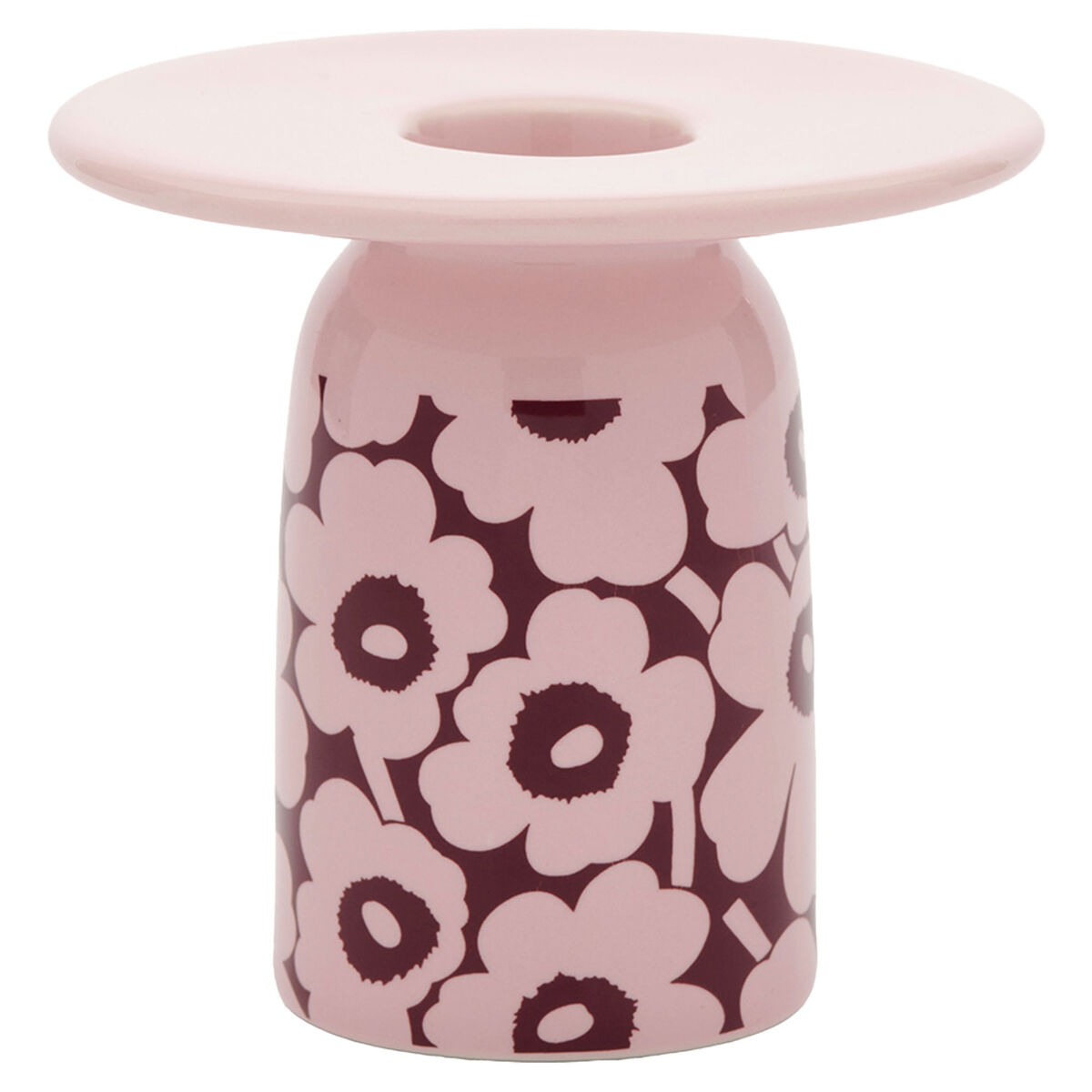 Pieni Unikko ljusstake 8 cm, rosa/vinröd
