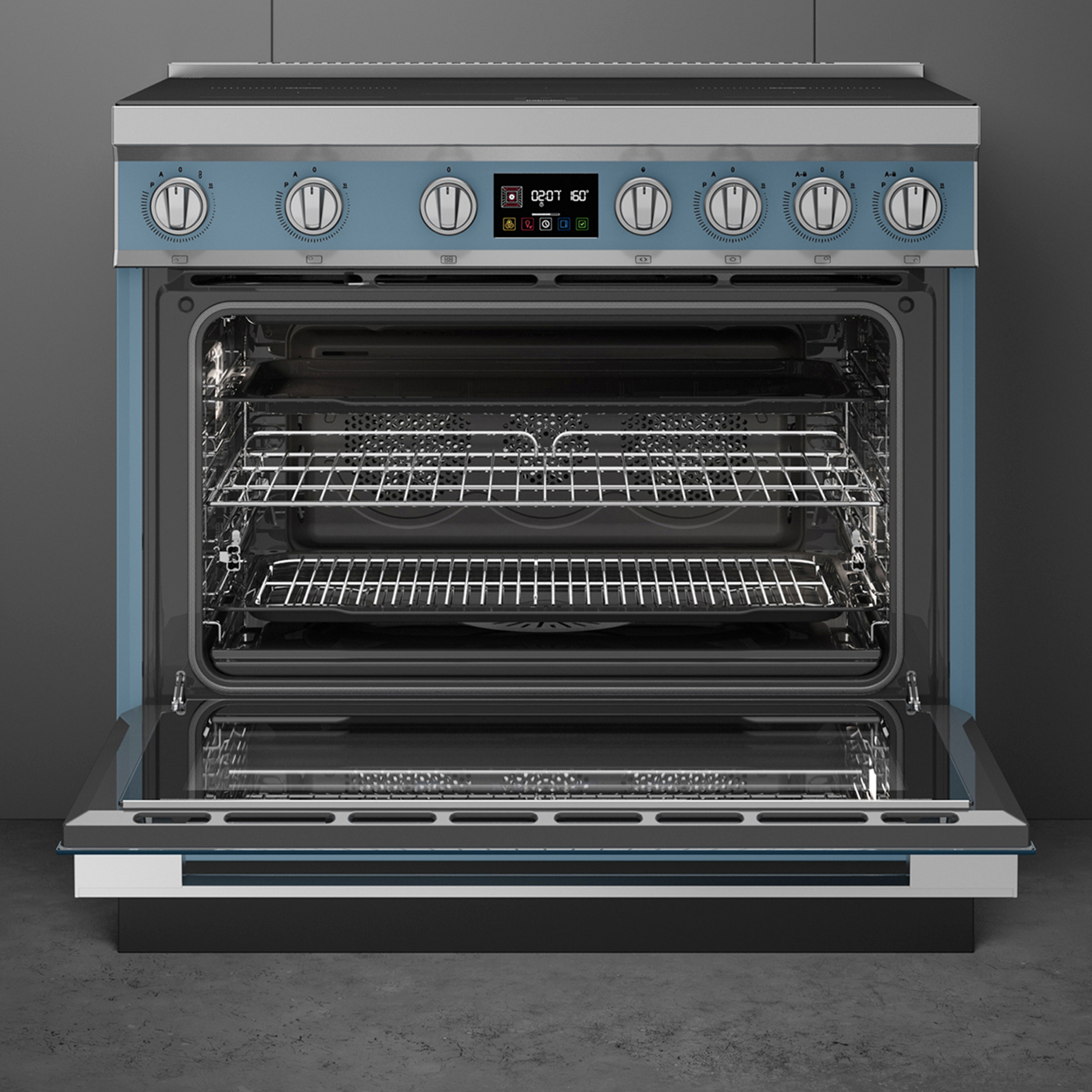 Portofino CPF9011PSB2 induktionsspis med ugn 90 cm, storm blue