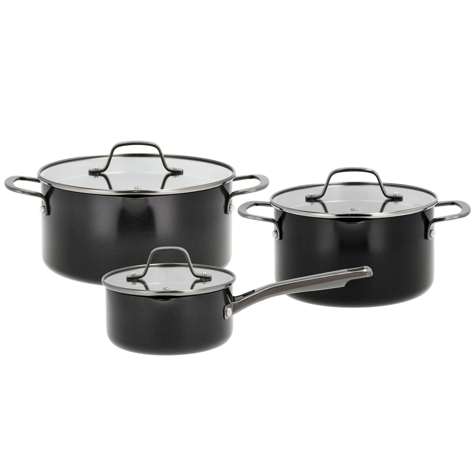 Pillivuyt Gourmet Blavet grydesæt med låg, 6 dele, sort