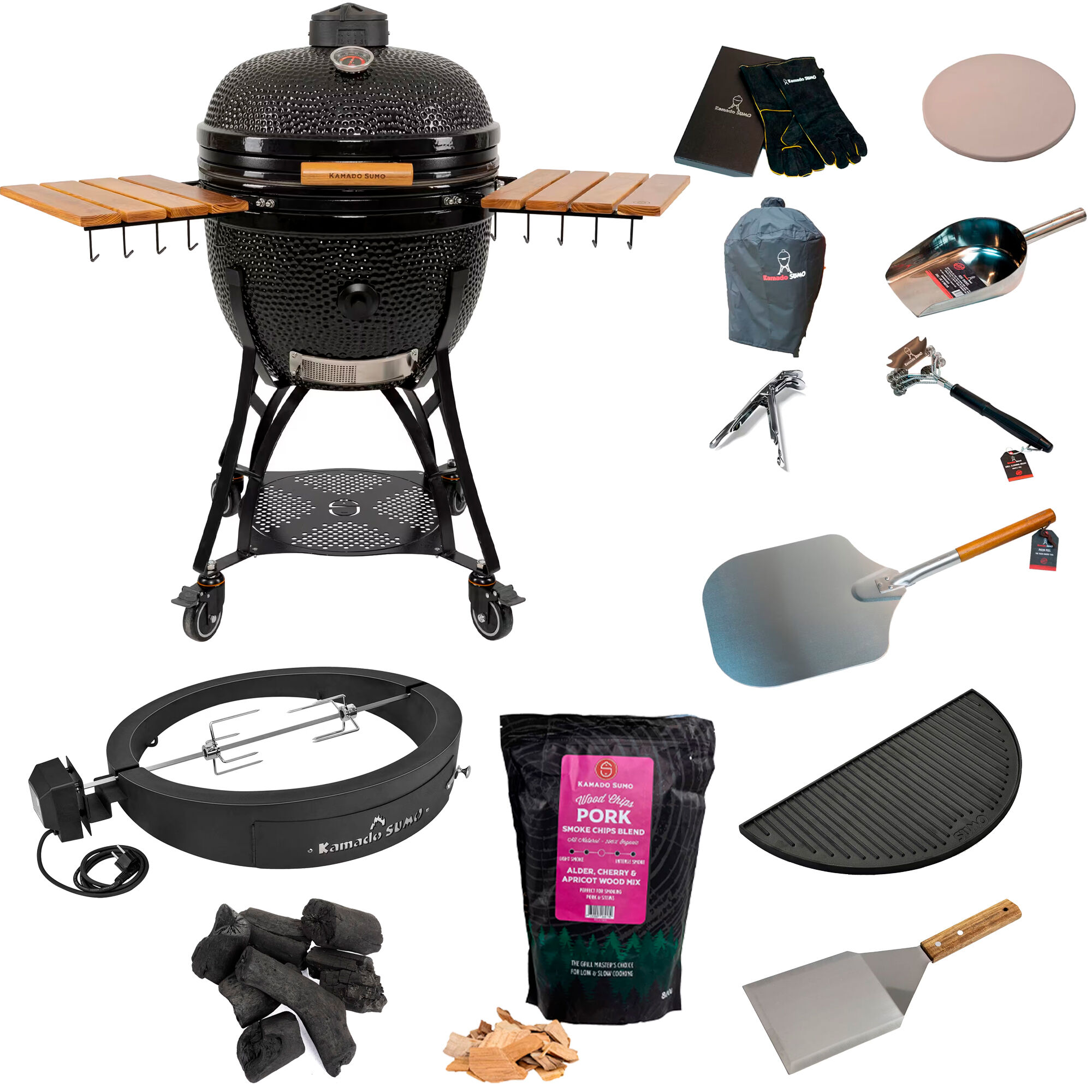 Kamado sumo Classic Maxi Gen 2 kamadogrill + deluxe grillpakke, sort