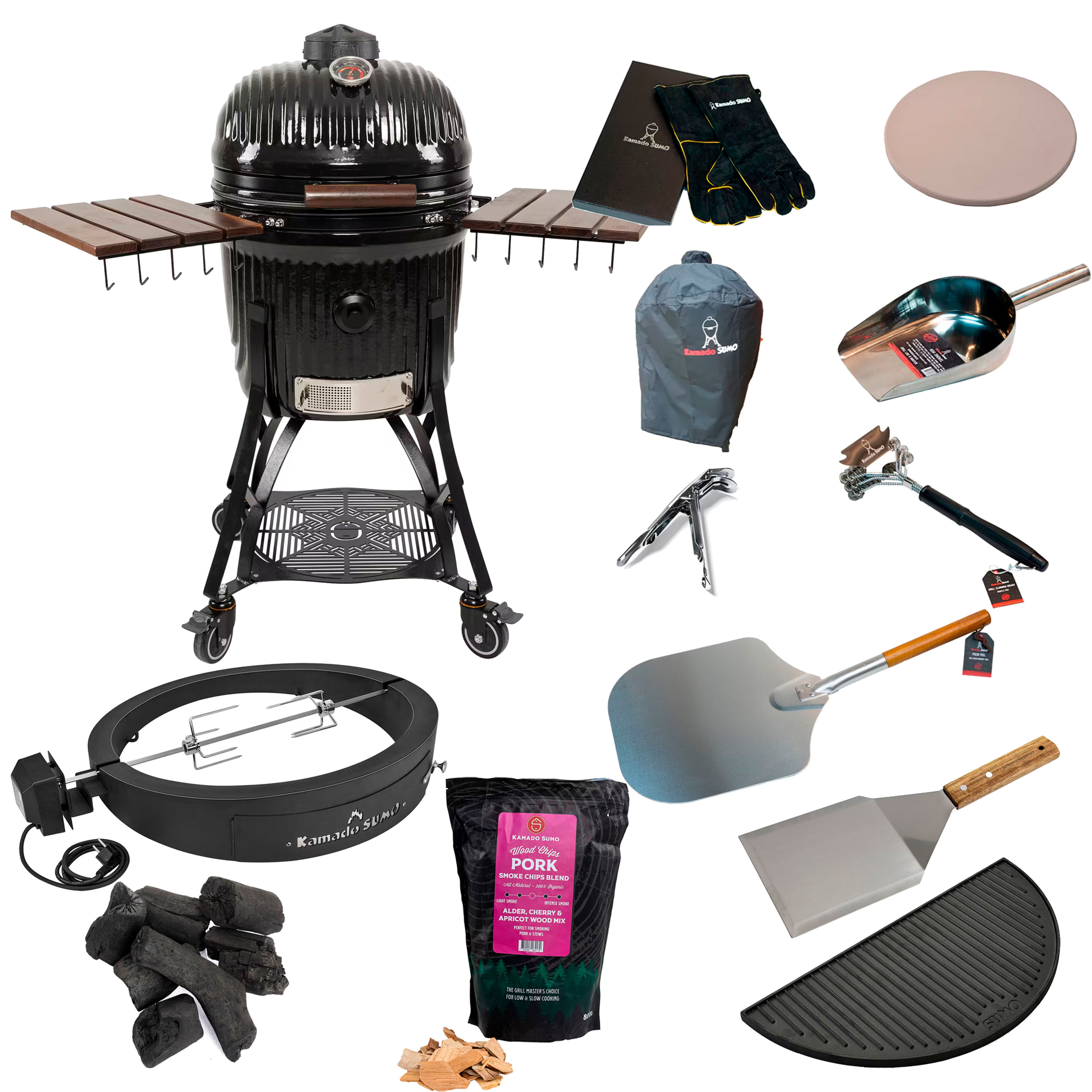Icon Large kamadogrill + deluxe grillpaket, svart