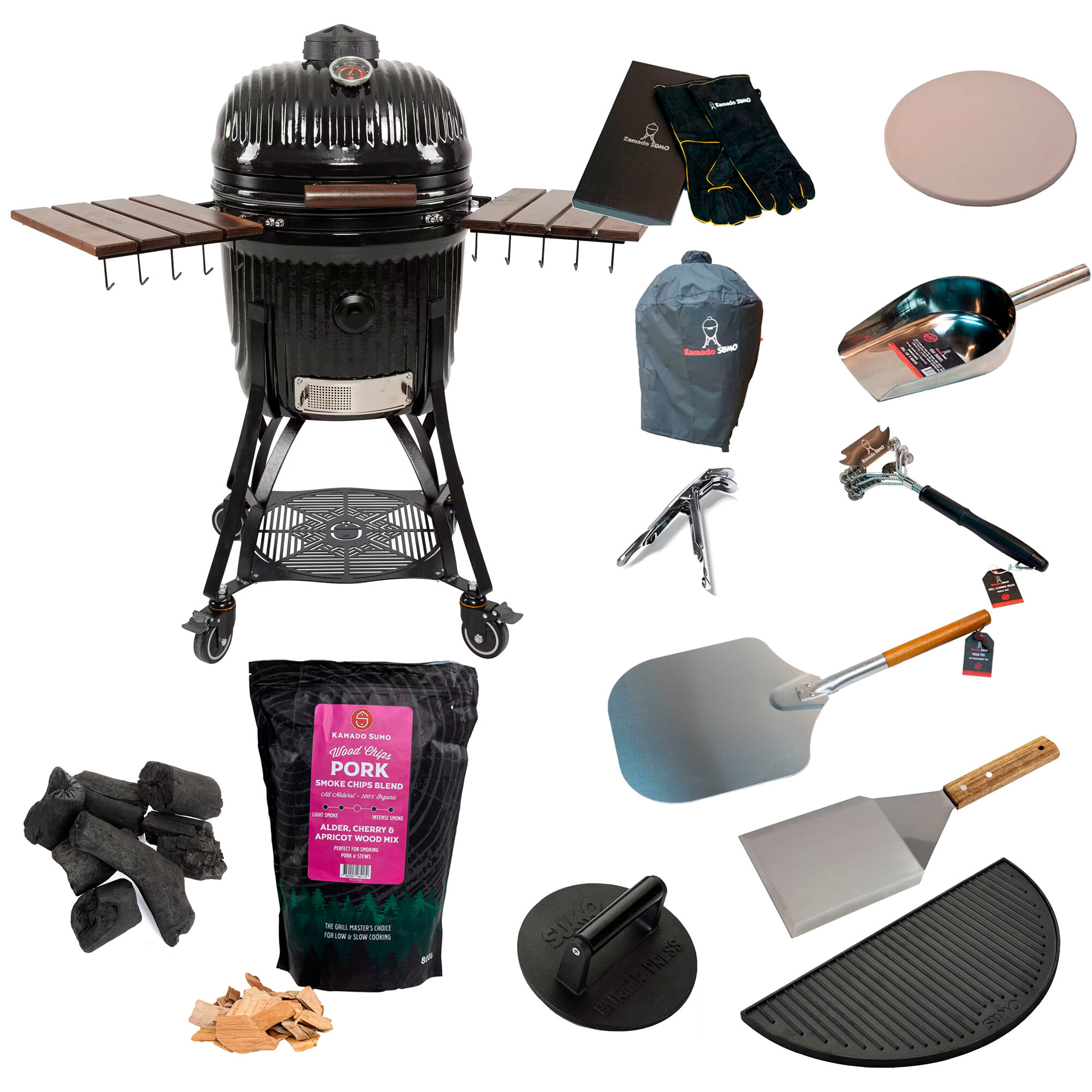 Kamado sumo Icon Large kamadogrill + den store grillpakke, sort