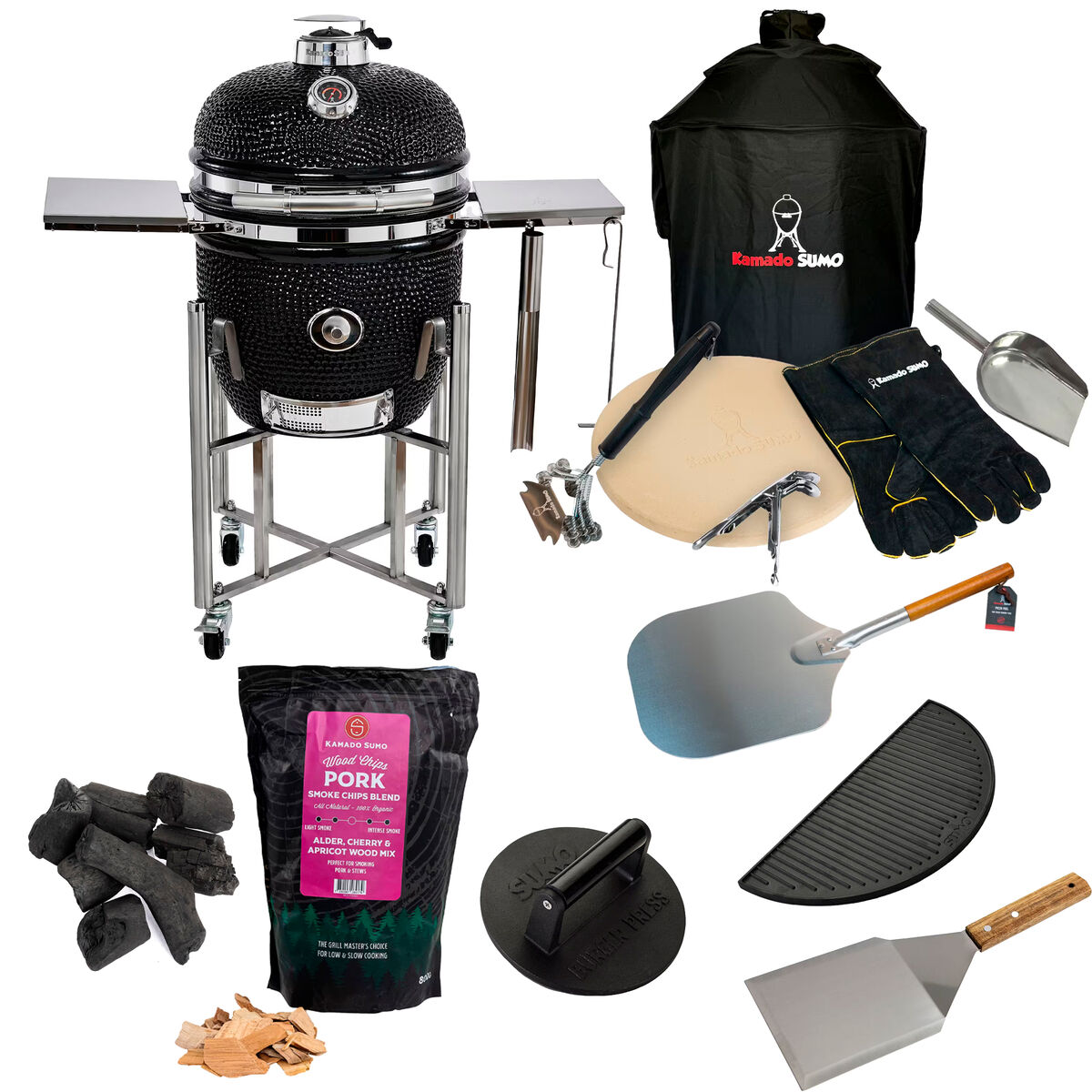 Signature Midi kamadogrill + stora grillpaketet, svart