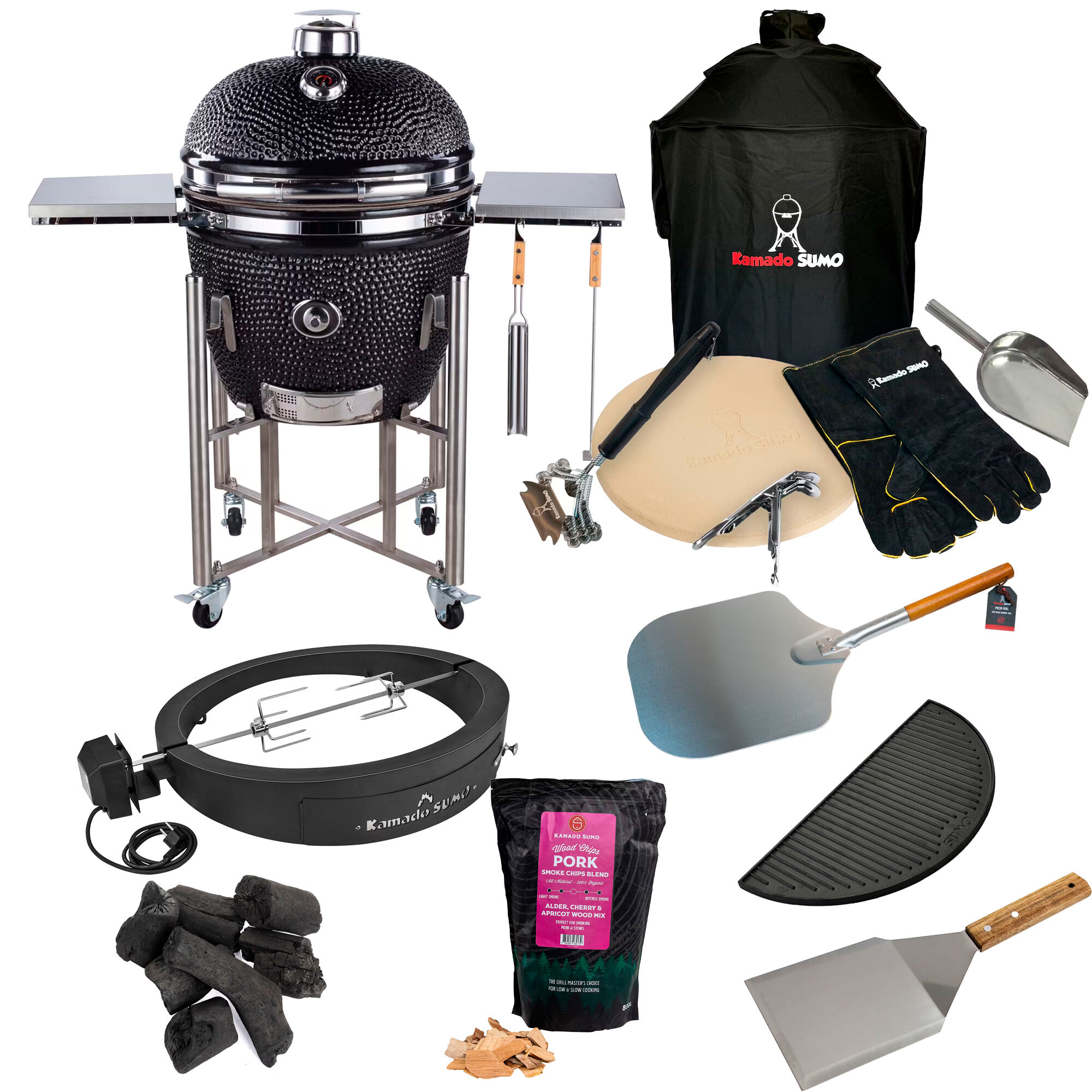Kamado sumo Signature Pro kamadogrill + deluxe grillpakke, sort