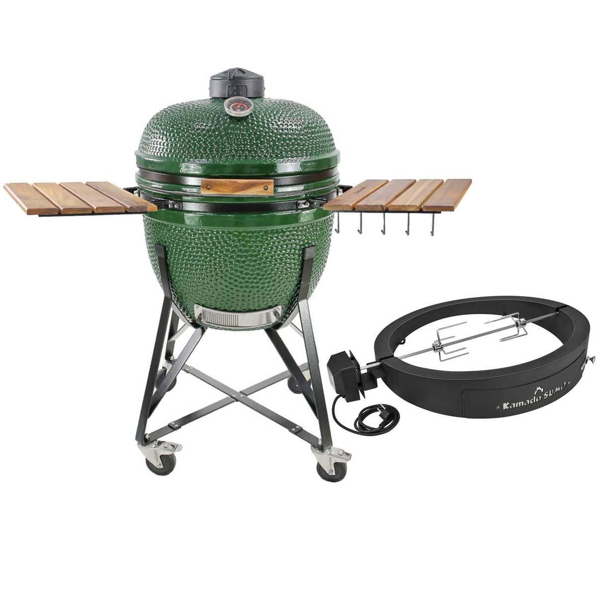 Maxi kulgrill, grøn + grillmesterens rotisserie og pizzaovn