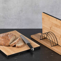 Skärbrädeställ, bambu/stål