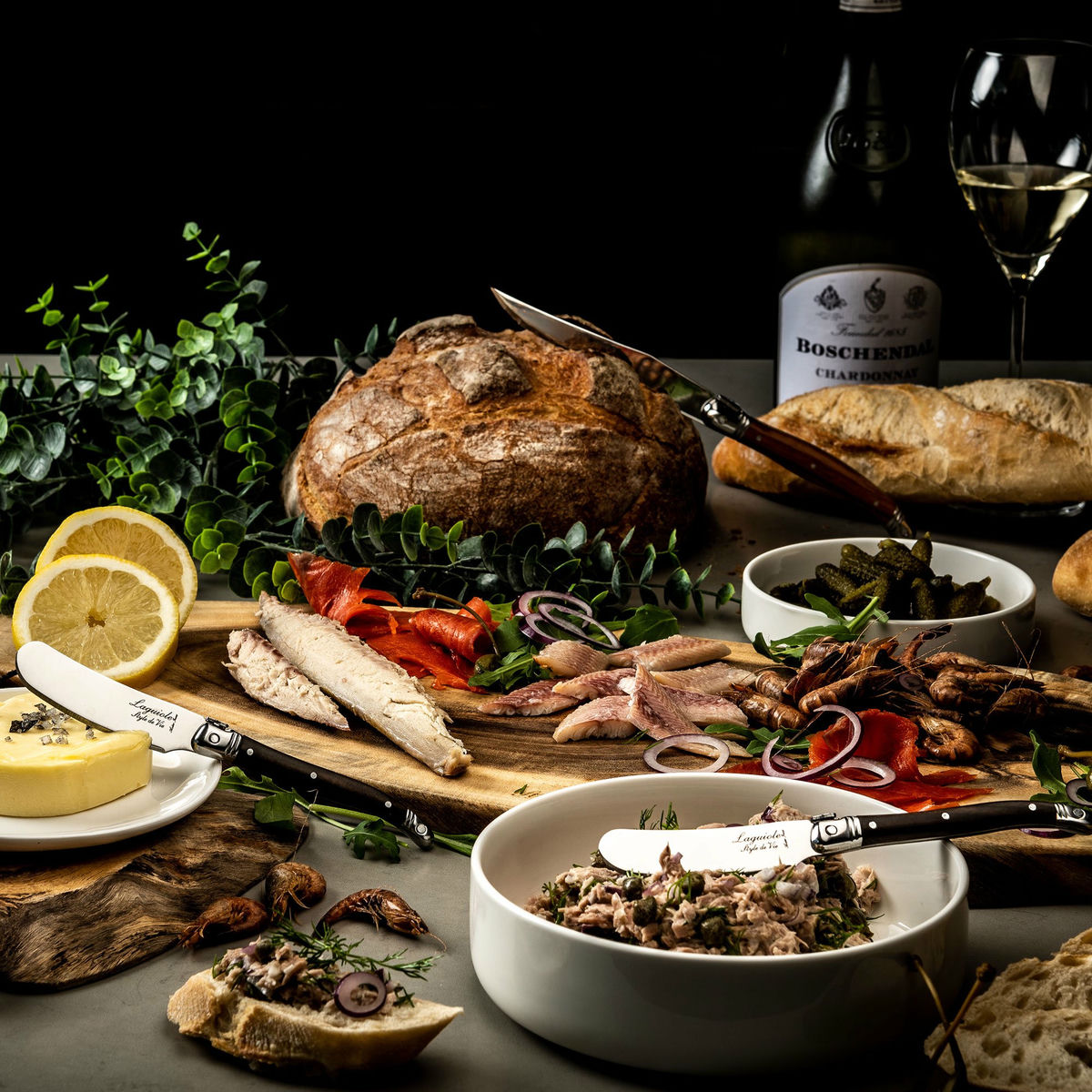 Laguiole Premium Line smørkniv 4-pak, mørkebrun