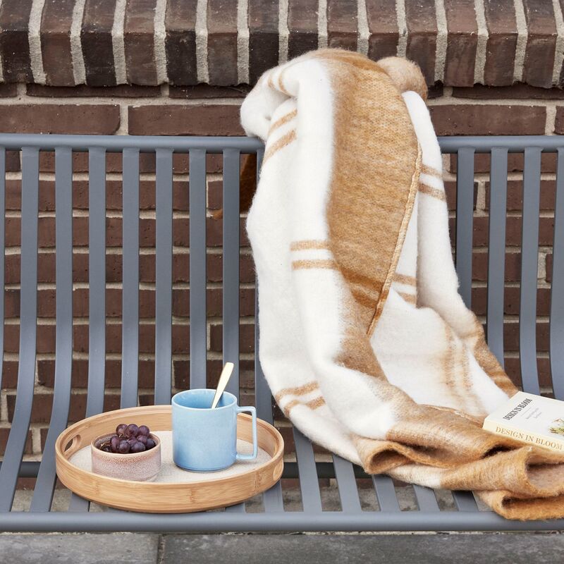 Canvas rund bricka 2 st, beige/natur