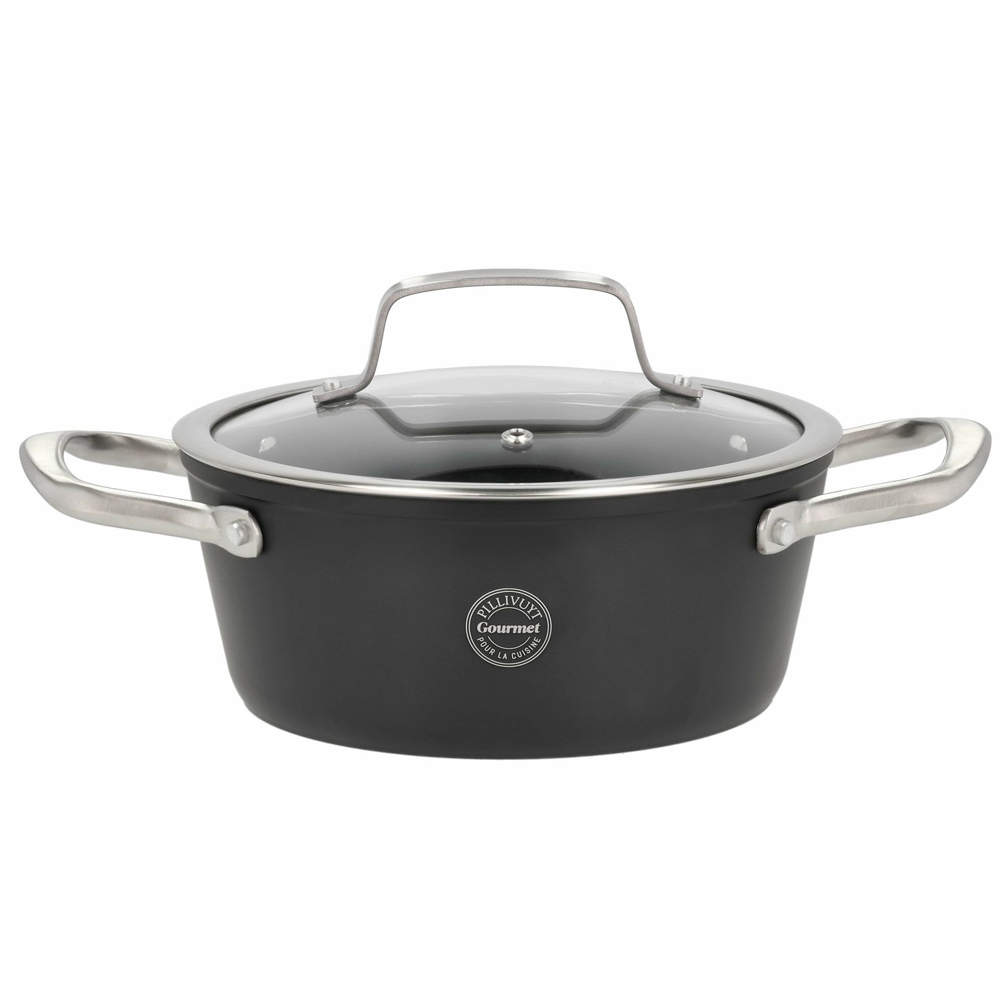 Travo Gryde Med Glaslåg Liter Sort Aluminium