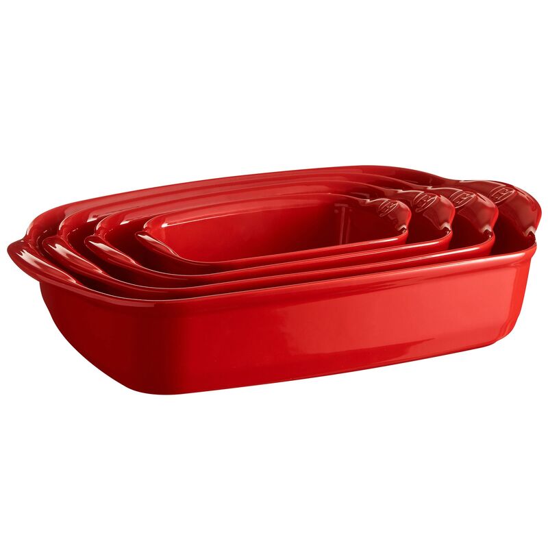 Rektangulær ovnfast fad (L) 4 liter, rød