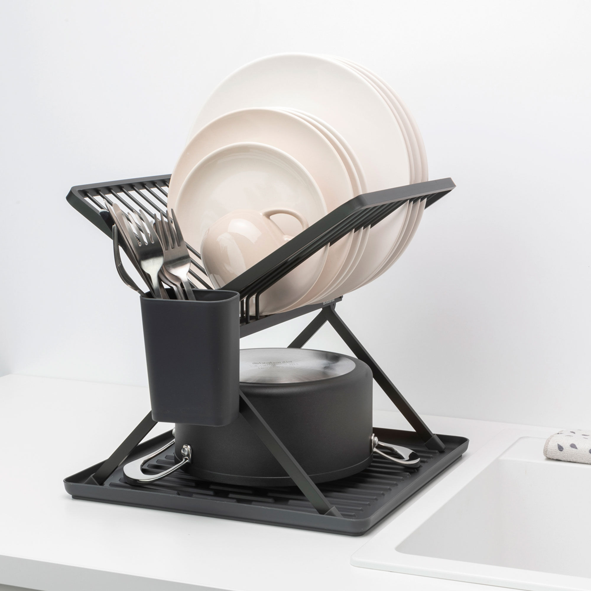 SinkSide hopfällbart diskställ, svart