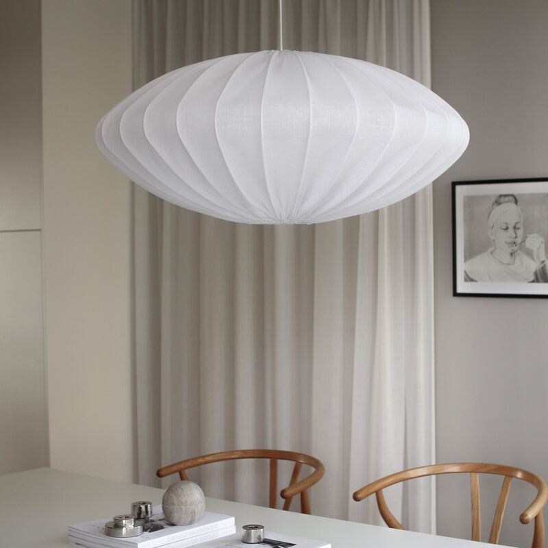 Ellipse loftslampe, 80 cm, hør, hvid