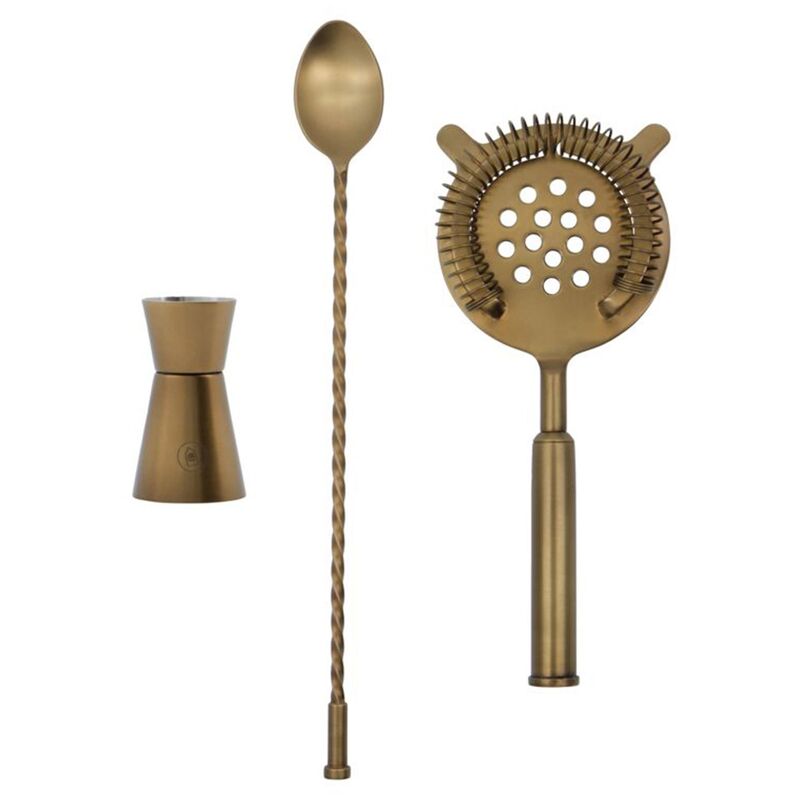 Baar cocktailsæt, antik messing