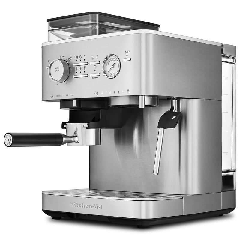 Espressomaskin med kaffekvarn, stainless steel