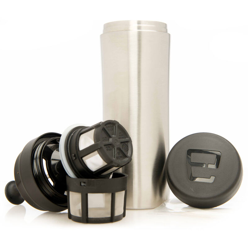 Travel-kahvi, harjattua terästä