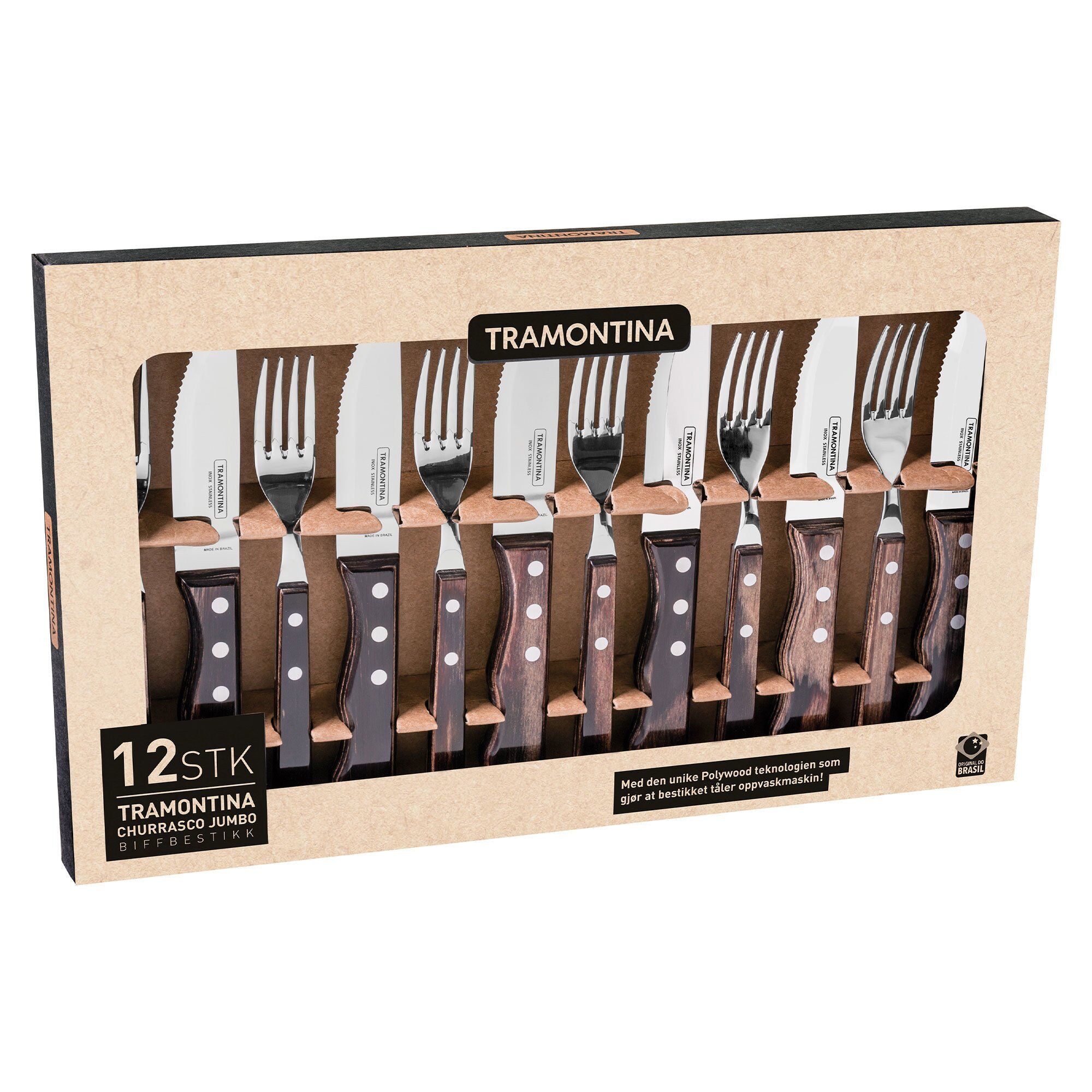 Alternativ bild 1 för Tramontina Jumbo-biffbestick 12 delar