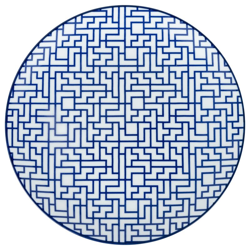 tallrik 20,5 cm 4-pack, blå/vit