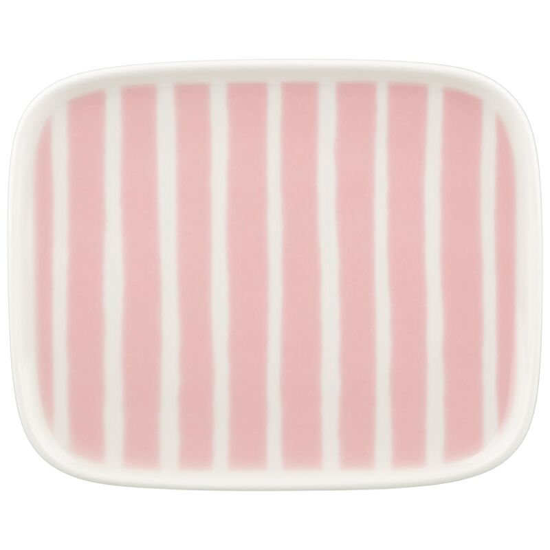 Piccolo tallerken 15 x 12 cm, hvit/rosa