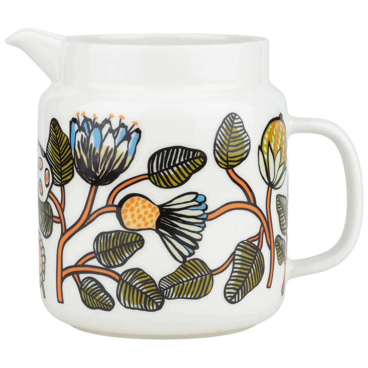 Marimekko Tiara kanne 1,25 liter, hvit/grønn/oransje