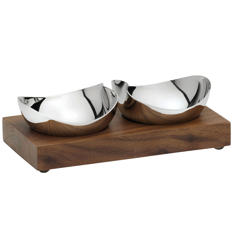 Robert Welch Drift maustekulhot 2 kpl pähkinäpuualustalla